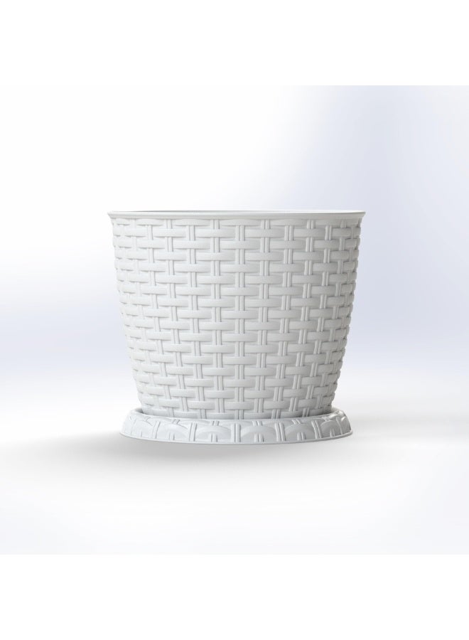 Marcolo 30 cm Rattan-Style Plastic Flower Pot, Elegant Plant Pot for Indoor & Outdoor Use, Durable & Lightweight Design - Image 1